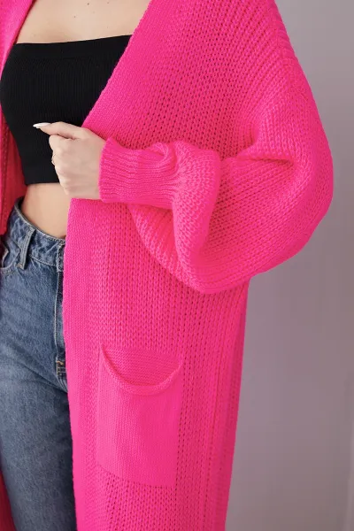 Long cardigan pink neon sweater