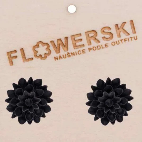 FLOWERSKI Flowerski náušnice - dark night BLACK