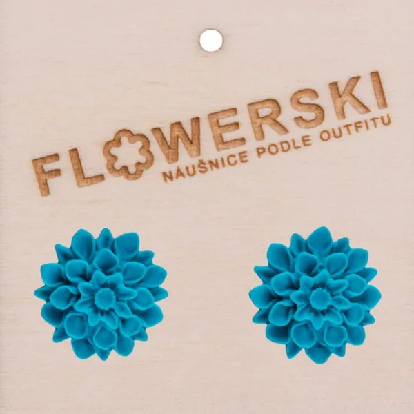 FLOWERSKI Flowerski náušnice - summer ocean BLUE