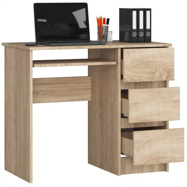 Ak furniture Písací stôl A-6 90 cm dub sonoma pravý