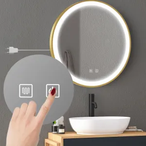 REA Nástěnné zrcadlo s LED osvětlením MMJ 60 cm zlaté
