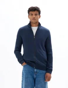 Tmavomodrý sveter na zips Celio