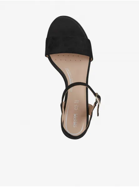 Black Suede Heeled Sandals Geox Aurely - Ladies