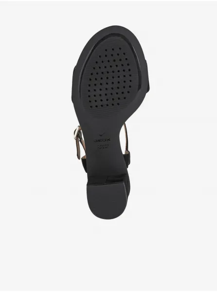 Black Suede Heeled Sandals Geox Aurely - Ladies