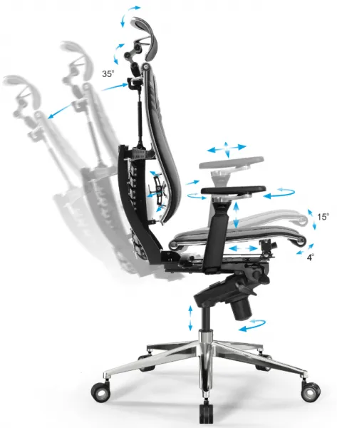 METTA Ergonomická kancelárska stolička YOGA 4D Triumph2, čierna, širší sedák