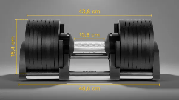 Nastaviteľná jednoručná činka 36 kg, skok po 2 kg, REBEL ACTIVE