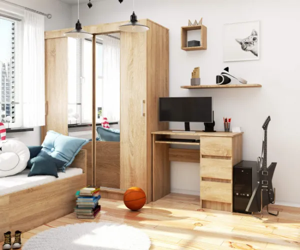 Ak furniture Písací stôl A-6 90 cm dub sonoma pravý