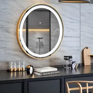 REA Nástěnné zrcadlo s LED osvětlením MMJ 60 cm zlaté