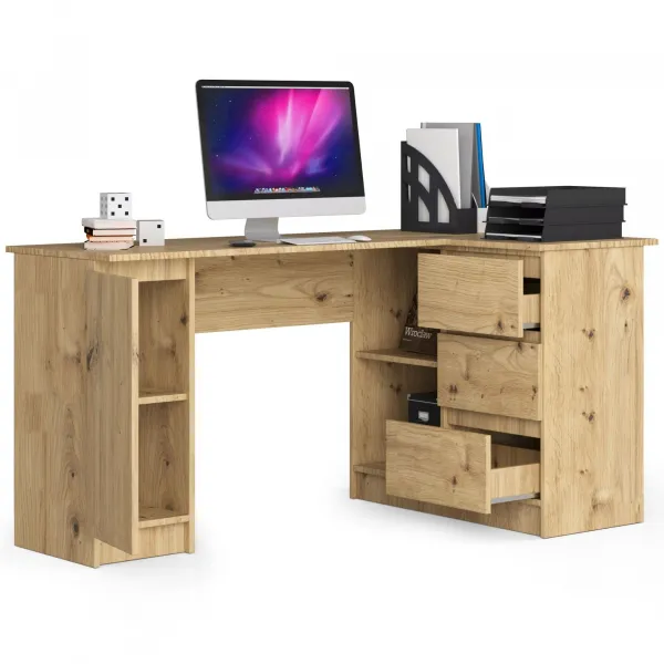 Ak furniture Rohový písací stôl B20 155 cm dub artisan pravý