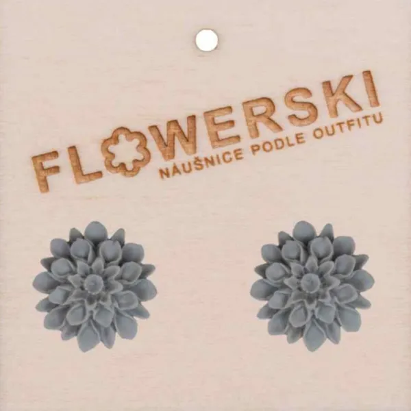 FLOWERSKI Flowerski náušnice - silver grey GRAY
