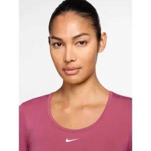 Dámske tréningové tričko s dlhým rukávom NIKE PRO W NP DF LS TOP GG SHINE SWEET BEET RUSH MAROON WHITE