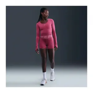 Dámske tréningové tričko s dlhým rukávom NIKE PRO W NP DF LS TOP GG SHINE SWEET BEET RUSH MAROON WHITE