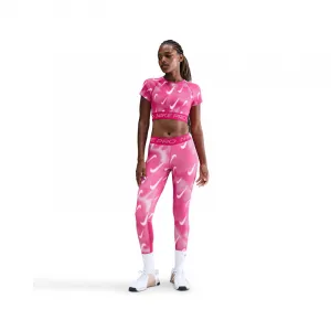 Dámske tréningové tričko s krátkym rukávom NIKE PRO W NP DF SS TOP TT AOP RUSH PINK PINK FOAM WHITE