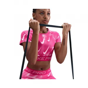 Dámske tréningové tričko s krátkym rukávom NIKE PRO W NP DF SS TOP TT AOP RUSH PINK PINK FOAM WHITE