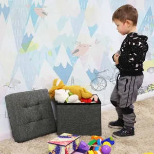 Taburet s úložným priestorom 38×38×40 cm, tmavo šedý