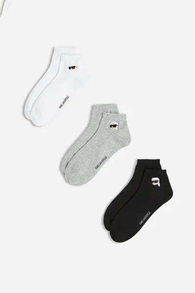Ponožky Karl Lagerfeld Ikon Sneaker Sock 3Pk Black/White/Grey