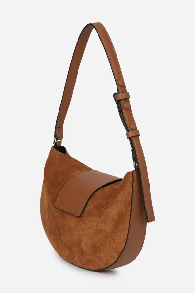 Kabelka Karl Lagerfeld K/Signature Fl Halfmoon Sb Sue Dark Tan