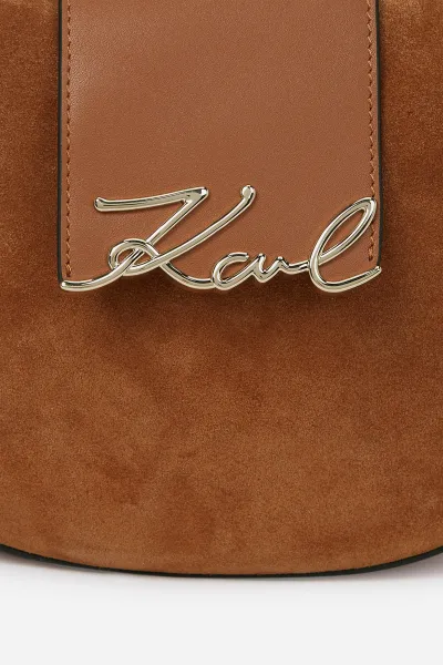 Kabelka Karl Lagerfeld K/Signature Fl Halfmoon Sb Sue Dark Tan