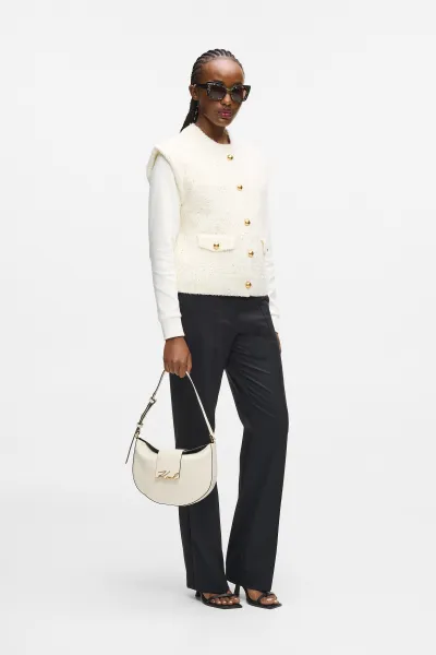 Kabelka Karl Lagerfeld K/Signature Fl Halfmoon Shb Off White