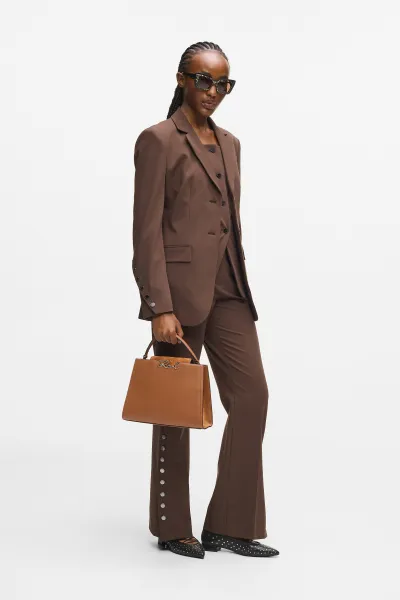 Kabelka Karl Lagerfeld K/Signature Md Top Handle Sued Dark Tan