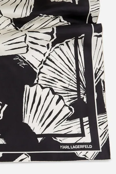 Šatka Karl Lagerfeld K/Signature Fan Sm Silk Scarf Fan-Black