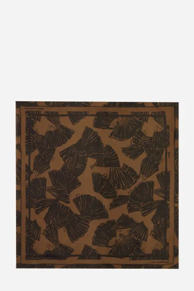 Šatka Karl Lagerfeld K/Signature Fan Big Silk Scarf Graphic Fan Friar Brown