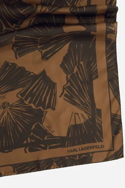 Šatka Karl Lagerfeld K/Signature Fan Big Silk Scarf Graphic Fan Friar Brown
