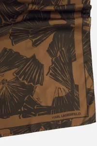 Šatka Karl Lagerfeld K/Signature Fan Big Silk Scarf Graphic Fan Friar Brown