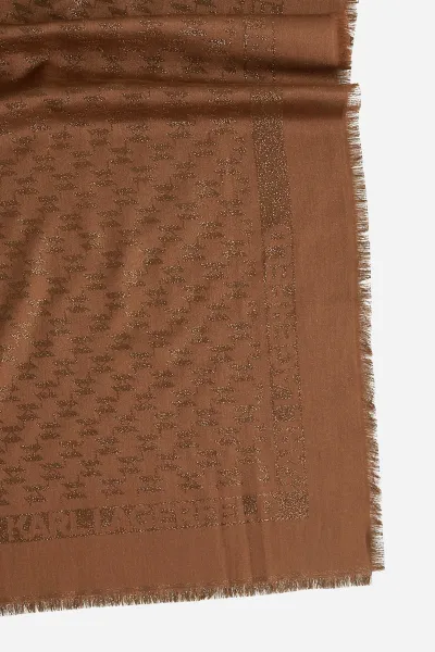 Šatka Karl Lagerfeld K/Monogram Lurex Jkrd Scarf Friar Brown