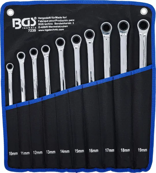 BGS Technics BGS sada račňových očkových kľúčov extra dlhé 10–19 mm – 10 dielna