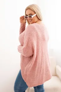 Legínovo Dámsky sveter Plus Size z akrylu s voľným strihom a 3/4 rukávom tmavoružový Farba: Modrá, Veľkosť: UNI