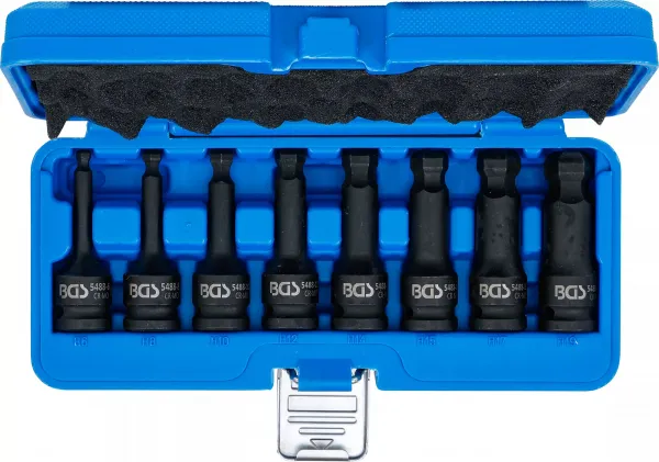 BGS Technics BGS rázová sada imbusových bitov s guľovou hlavou 1/2" – 6–19 mm (8-dielna)