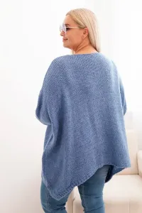 Legínovo Dámsky sveter Plus Size z akrylu s voľným strihom a 3/4 rukávom tmavoružový Farba: Modrá, Veľkosť: UNI
