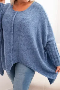 Legínovo Dámsky sveter Plus Size z akrylu s voľným strihom a 3/4 rukávom tmavoružový Farba: Modrá, Veľkosť: UNI