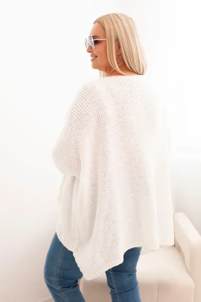 Legínovo Dámsky sveter Plus Size z akrylu s voľným strihom a 3/4 rukávom tmavoružový Farba: Modrá, Veľkosť: UNI