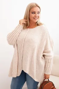 Legínovo Dámsky sveter Plus Size z akrylu s voľným strihom a 3/4 rukávom tmavoružový Farba: Modrá, Veľkosť: UNI