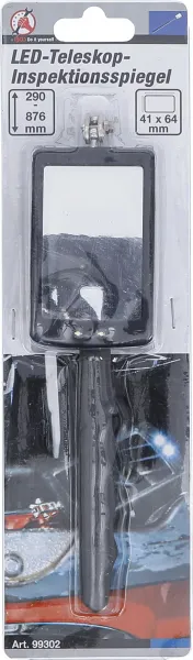 BGS Technics LED teleskopické inšpekčné zrkadlo – 290 až 876 mm