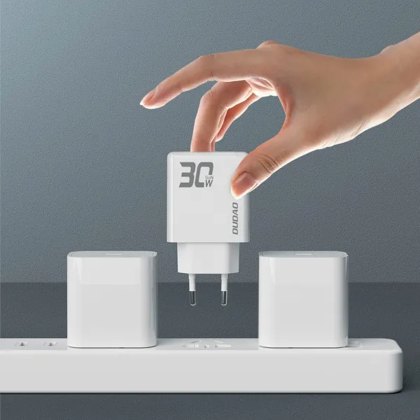 Dudao A30EU GaN sieťová nabíjačka USB / USB-C 30W, biela