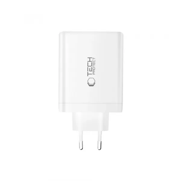 Tech-Protect NC140W GaN sieťová nabíjačka USB / 3x USB-C 140W PD QC, biela
