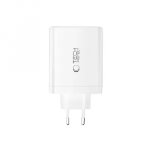 Tech-Protect NC140W GaN sieťová nabíjačka USB / 3x USB-C 140W PD QC, biela