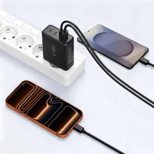 Tech-Protect NC140W GaN sieťová nabíjačka USB / 3x USB-C 140W PD QC, čierna