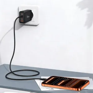 Tech-Protect NC140W GaN sieťová nabíjačka USB / 3x USB-C 140W PD QC, čierna