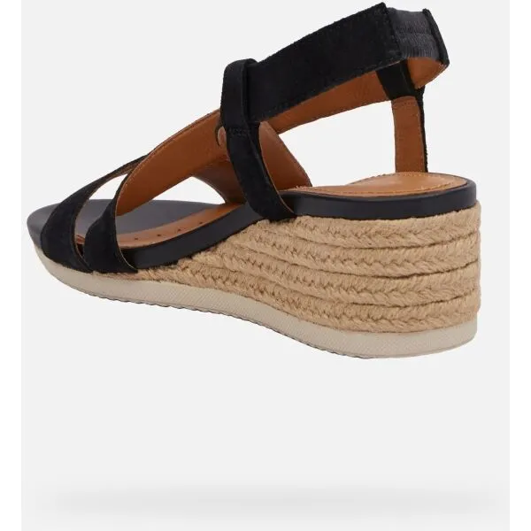 Black women's sandals Geox Ischia Corda - Women's