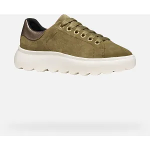 Khaki Women's Geox Spherica EC4.1 Sneakers - Women's