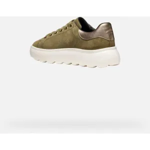 Khaki Women's Geox Spherica EC4.1 Sneakers - Women's