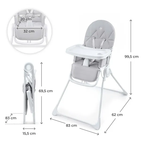 Jedálenská stolička Kinderkraft Binci Farba: Light grey