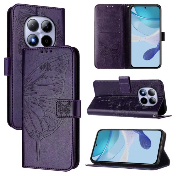ART BUTTERFLY Peňaženkový obal pre Xiaomi Redmi Note 15 Pro 5G tmavofialový