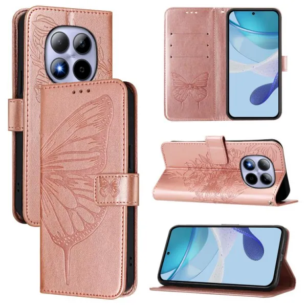ART BUTTERFLY Peňaženkový obal pre Xiaomi Redmi Note 15 Pro 5G ružový