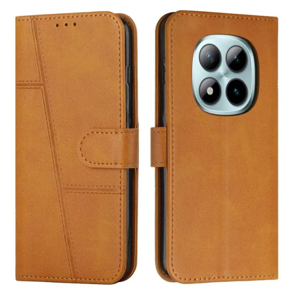 STITCHED Peňaženkový kryt pre Xiaomi Redmi Note 15 Pro 5G svetlohnedý