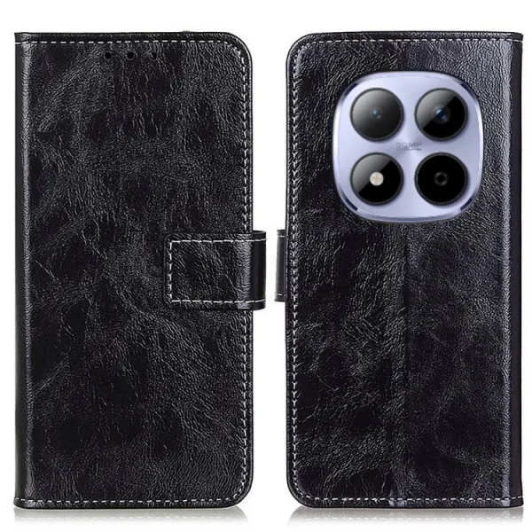 RETRO Peňaženkový obal Xiaomi Redmi Note 15 Pro čierny